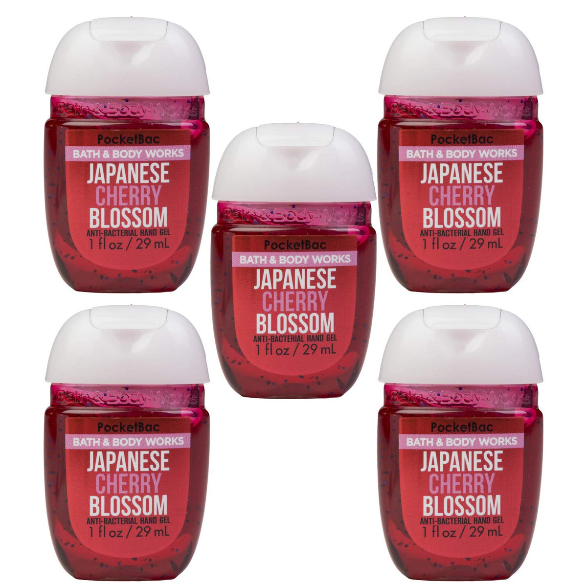 Bath & Body Works Japanese Cherry Blossom PocketBac bottles in a 5-pack for on-the-go cleansing
