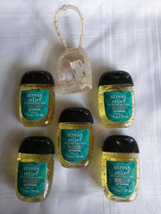 Bath & Body Works Stress Relief PocketBac bundle with holder and gel for on-the-go sanitizing.