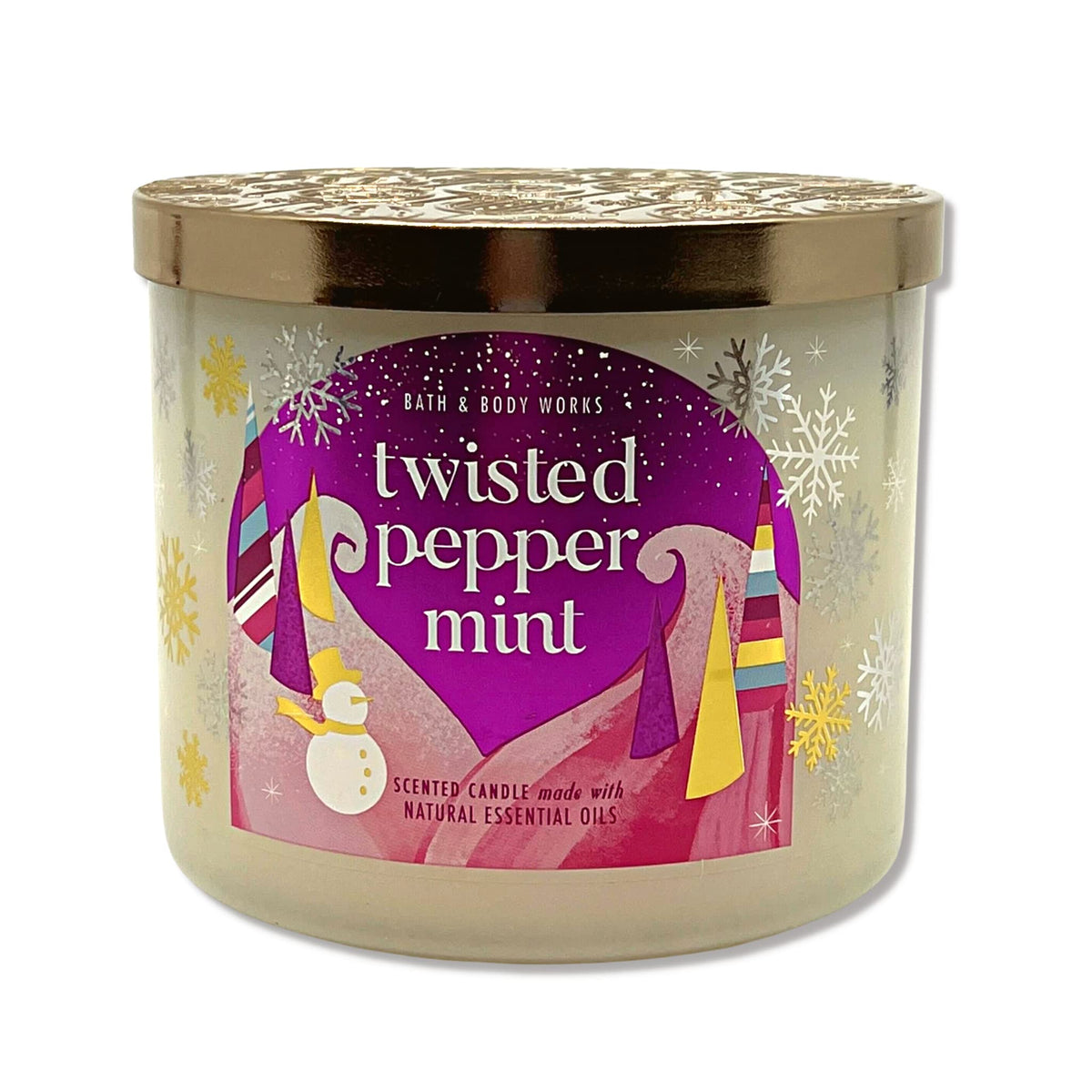 Bath & Body Works Twisted Peppermint 3-Wick Candle fills room with festive peppermint scent