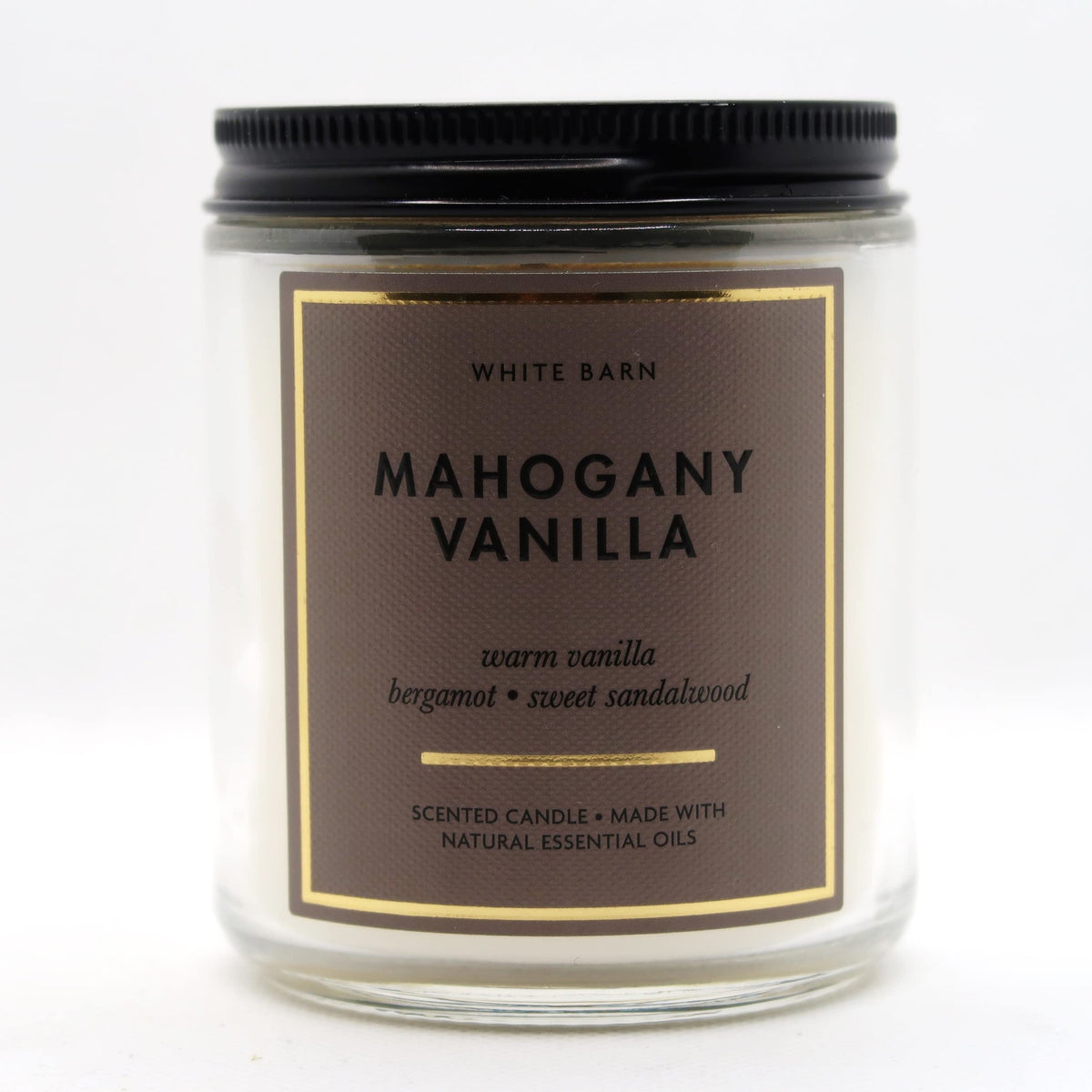 Bath and Body Works White Barn 1-Wick Candle with essential oils in Mahogany Vanilla for a warm atmosphere