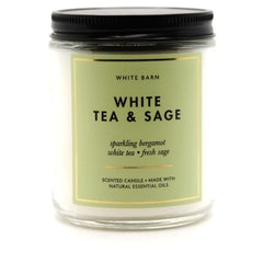 Bath & Body Works White Barn 1-Wick Candle in White Tea & Sage delivers long-lasting fragrance.