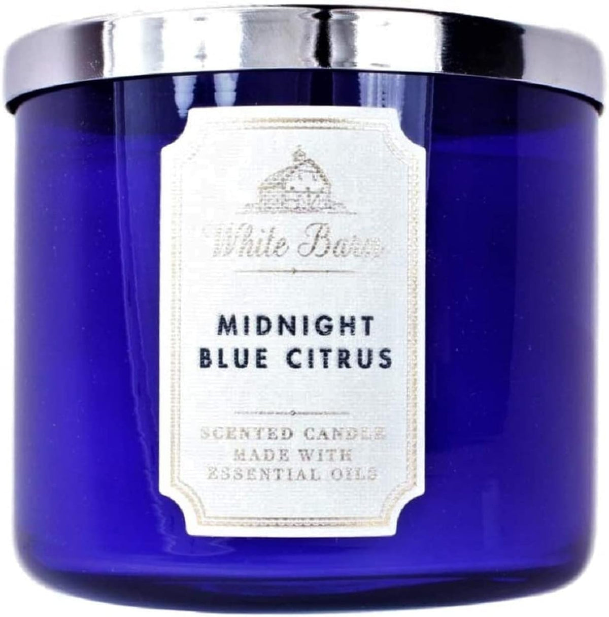 Bath & Body Works White Barn 3-Wick Candle with Juicy Citrus for long-lasting ambiance.