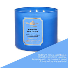Bath & Body Works White Barn 3-Wick label closeup showcases premium essential-oil infused fragrance.