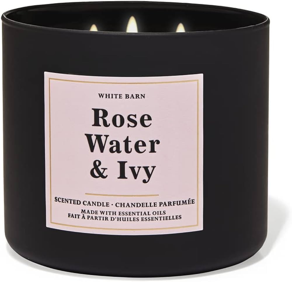 Bath & Body Works White Barn 3-Wick Candle Rose Water & Ivy fills spaces with uplifting floral ambiance