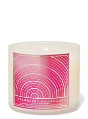 Bath & Body Works White Barn 3-Wick Candle pour enhances cozy home ambiance with Strawberry Pound Cake scent