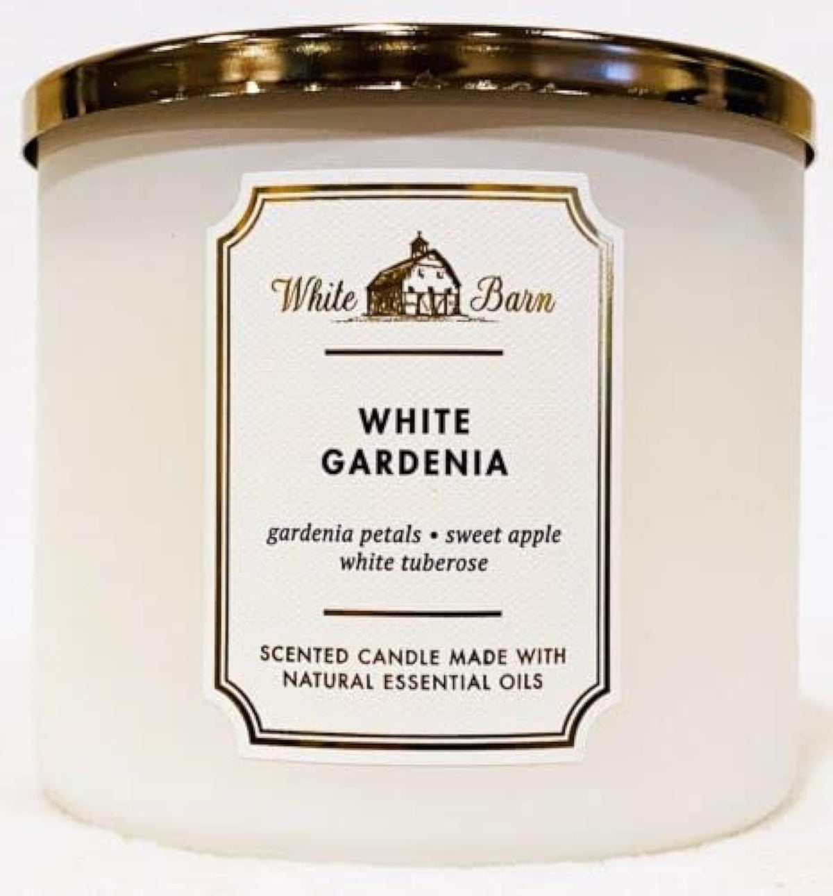 Bath & Body Works White Barn 3-Wick Candle with White Gardenia aroma for a fresh mood.