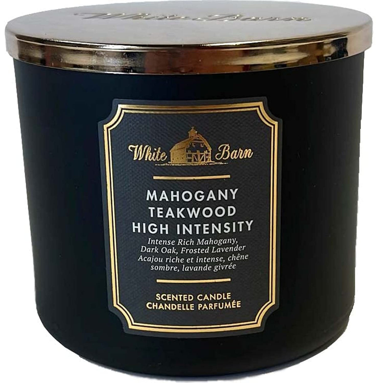 Bath and Body Works White Barn 3-Wick Mahogany Teakwood candle with essential oils delivers room-filling warmth.