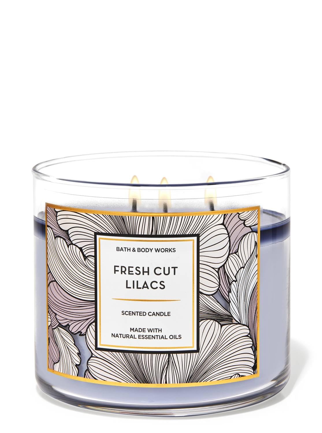 Bath & Body Works White Barn 3-Wick Candle lilacs emitting a cozy, inviting glow