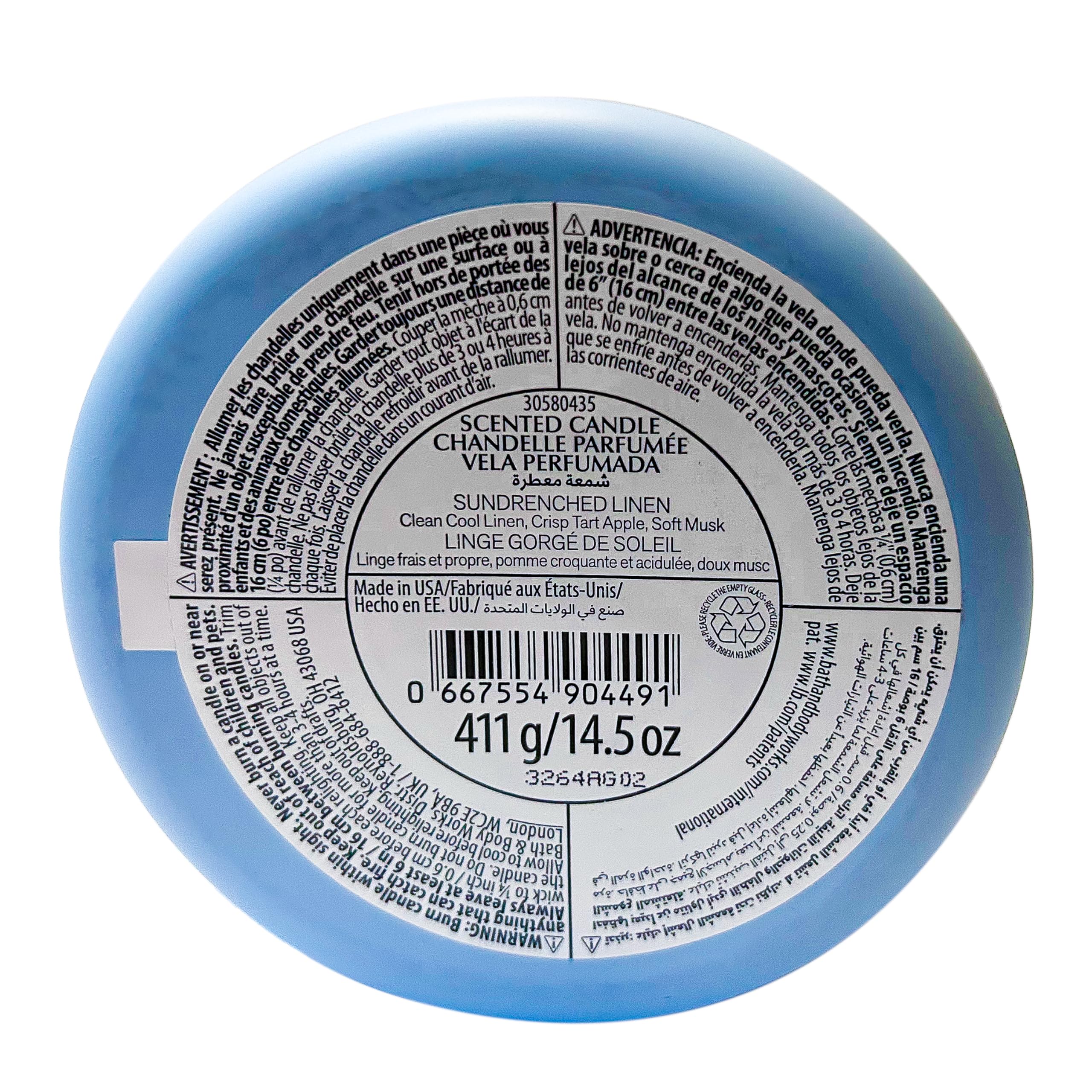Bath & Body Works White Barn Sundrenched Linen 3-Wick Candle wick detail highlights clean burn