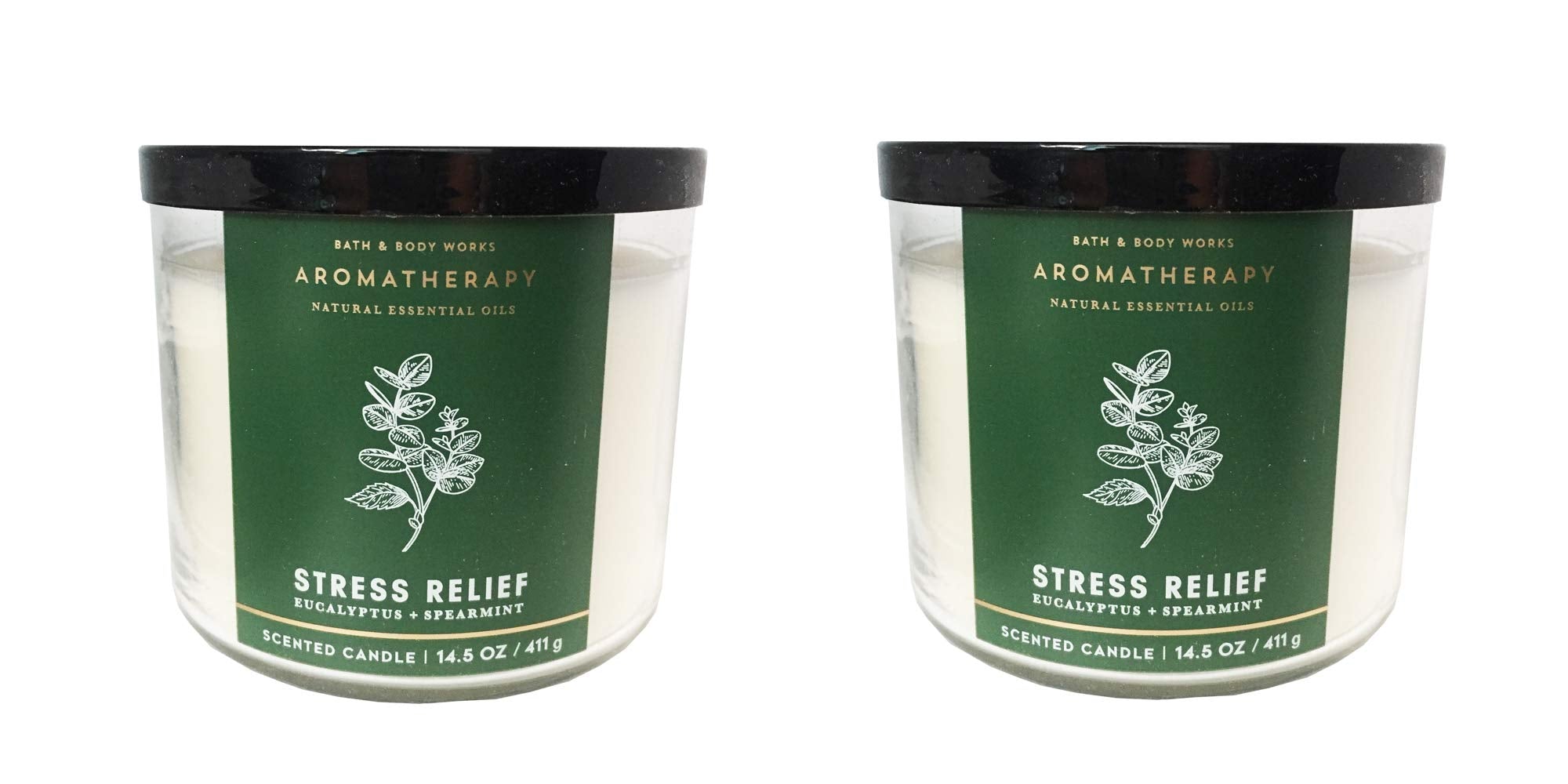Bath & Body Works Aromatherapy candle jar with flame in eucalyptus spearmint for refreshing mood.
