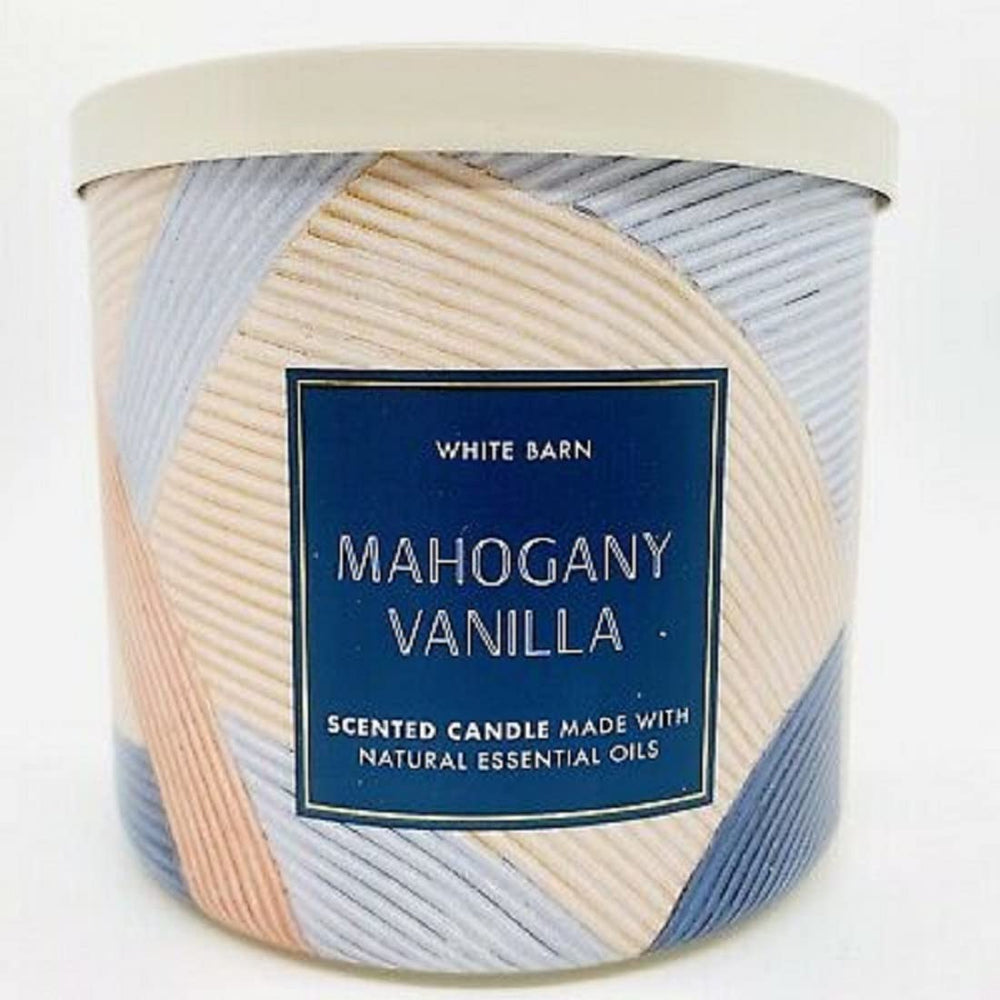 Bath & Body Works White Barn 3-Wick Candle with Mahogany Vanilla essential oils for cozy ambiance