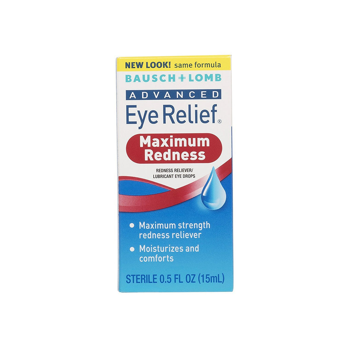 Bausch + Lomb Advanced Redness Relief Drops bottle with dropper offers temporary relief for irritated eyes