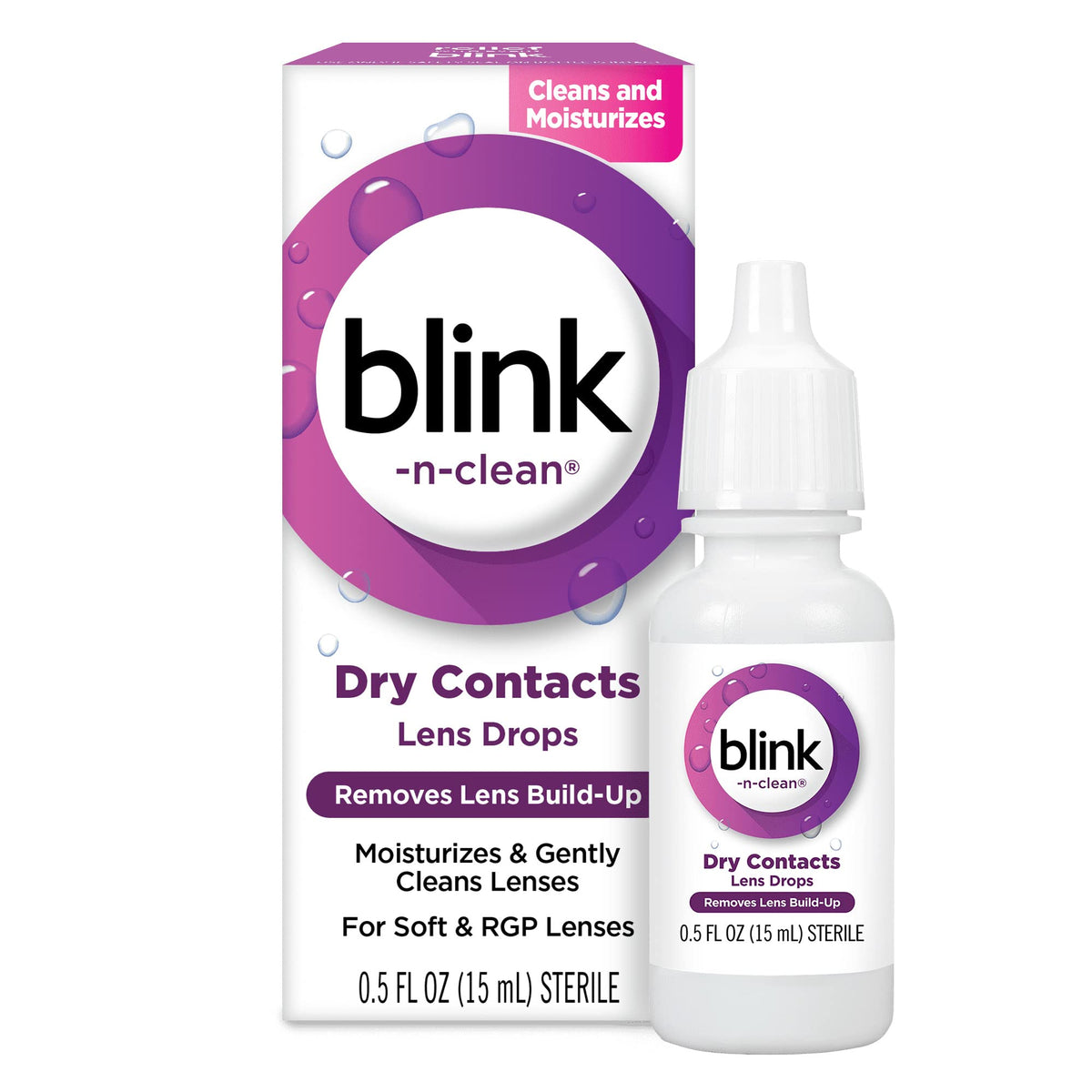 Bausch + Lomb Blink N Clean daily bottle pour for quick lens refreshment.