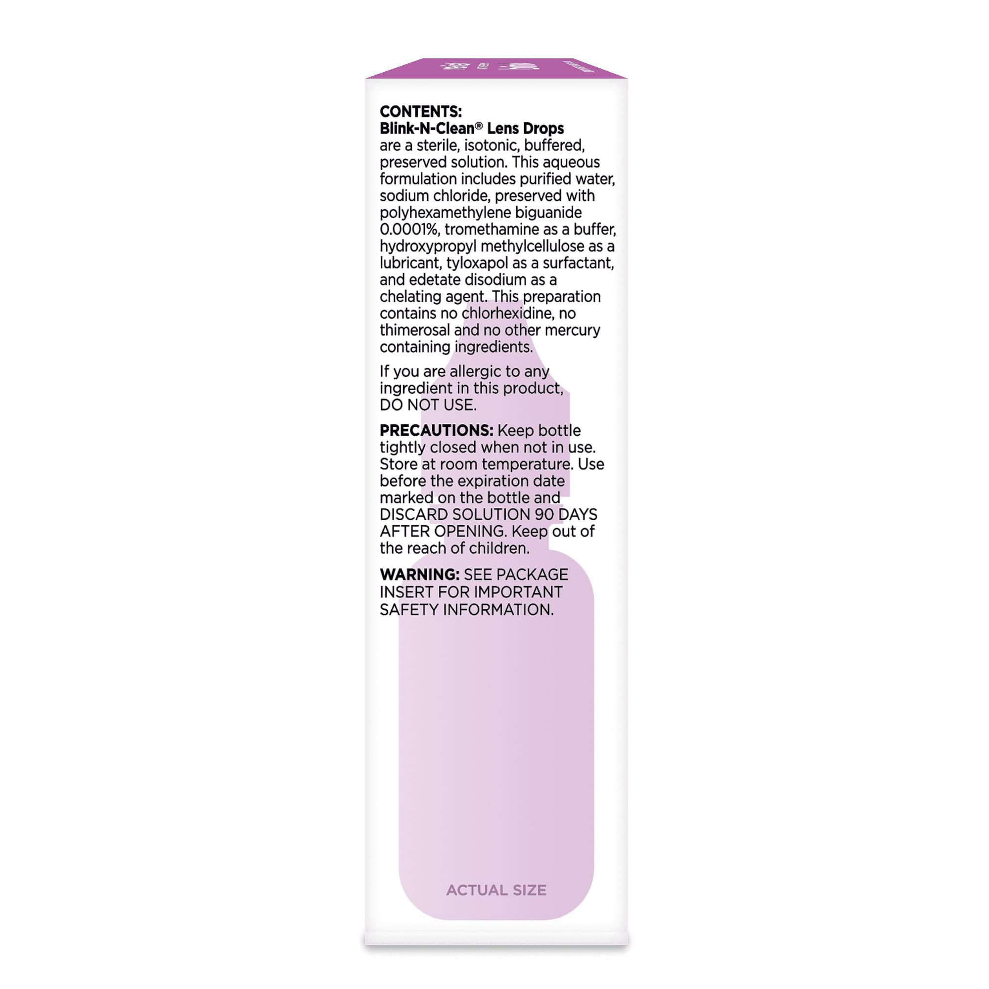 Bausch + Lomb Blink N Clean applied on-eye with lenses for renewed comfort.