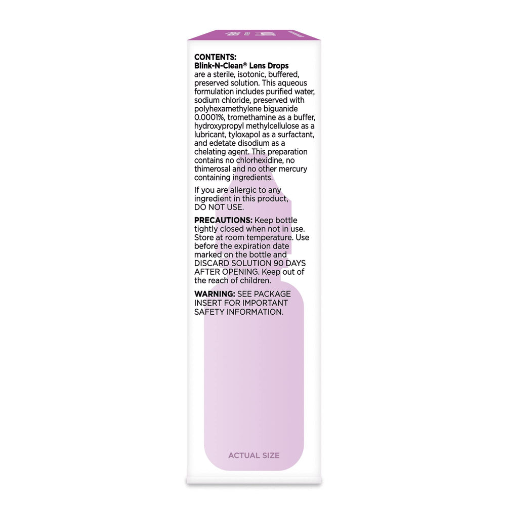 Bausch + Lomb Blink N Clean applied on-eye with lenses for renewed comfort.