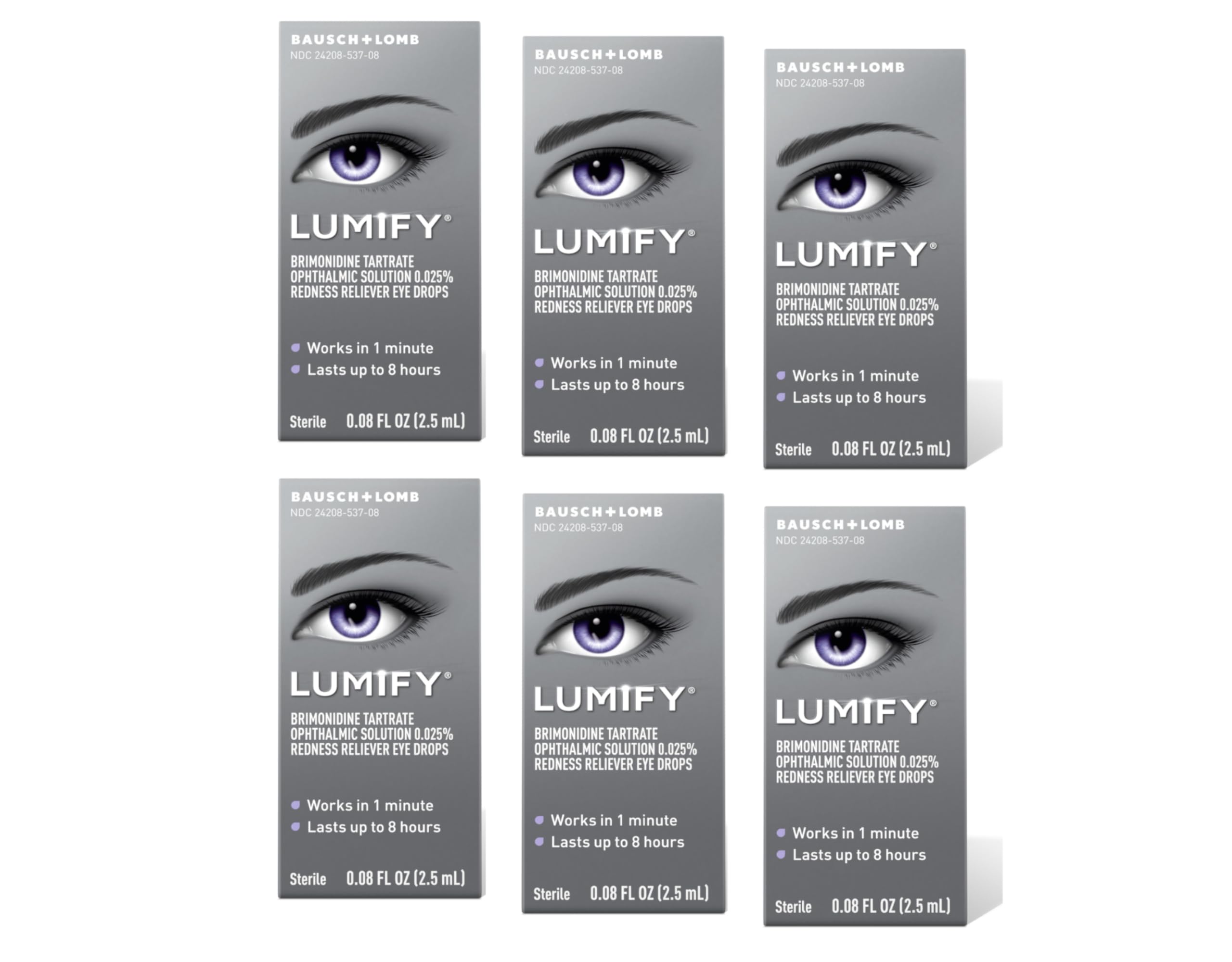 Bausch and Lomb LUMIFY bottle close-up showing clear labeling for redness relief