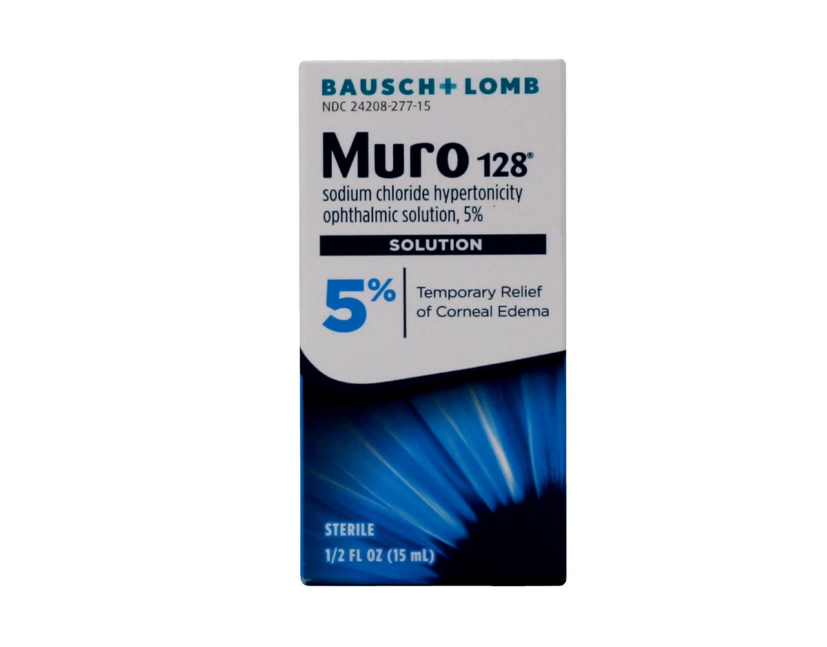 Bausch + Lomb Muro 128 bottle pour for easy eye application.