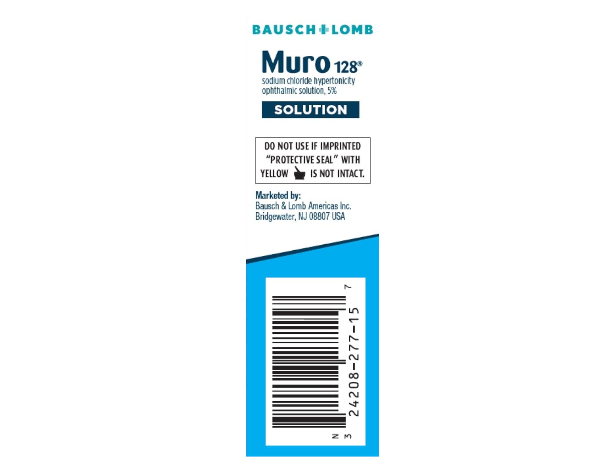 Bausch & Lomb Muro 128 sterile eye wash drops packaging.