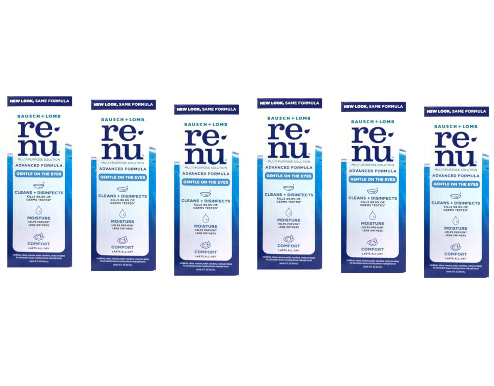 Bausch + Lomb Renu Advanced bottle cap close-up showing travel-ready packaging.