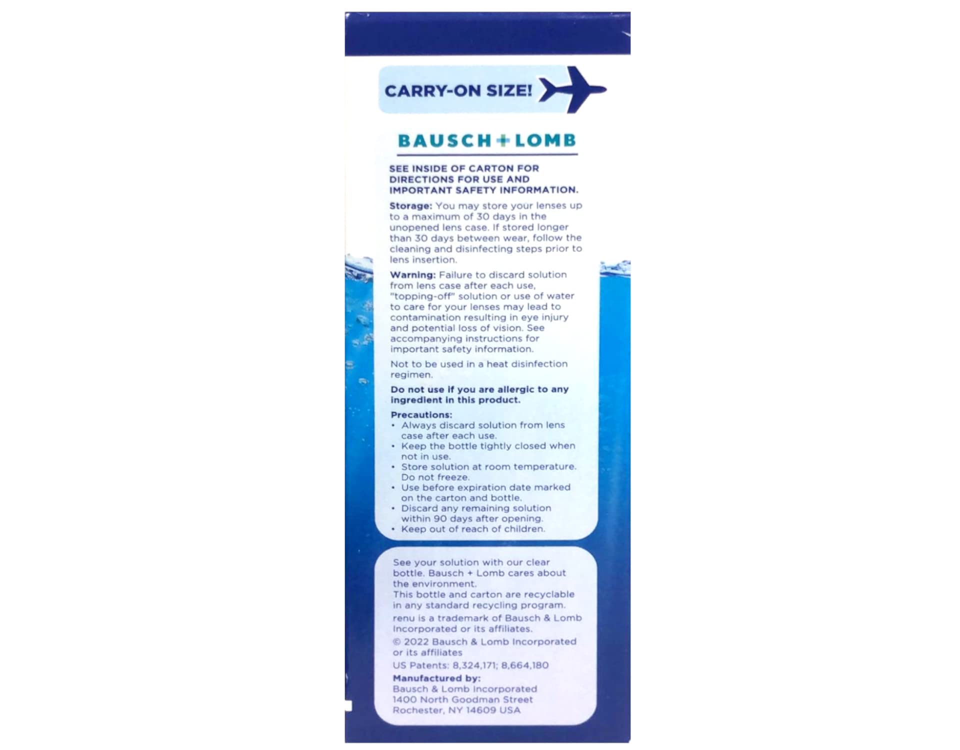 Bausch + Lomb Renu Advanced six-pack packaging for value and convenience.