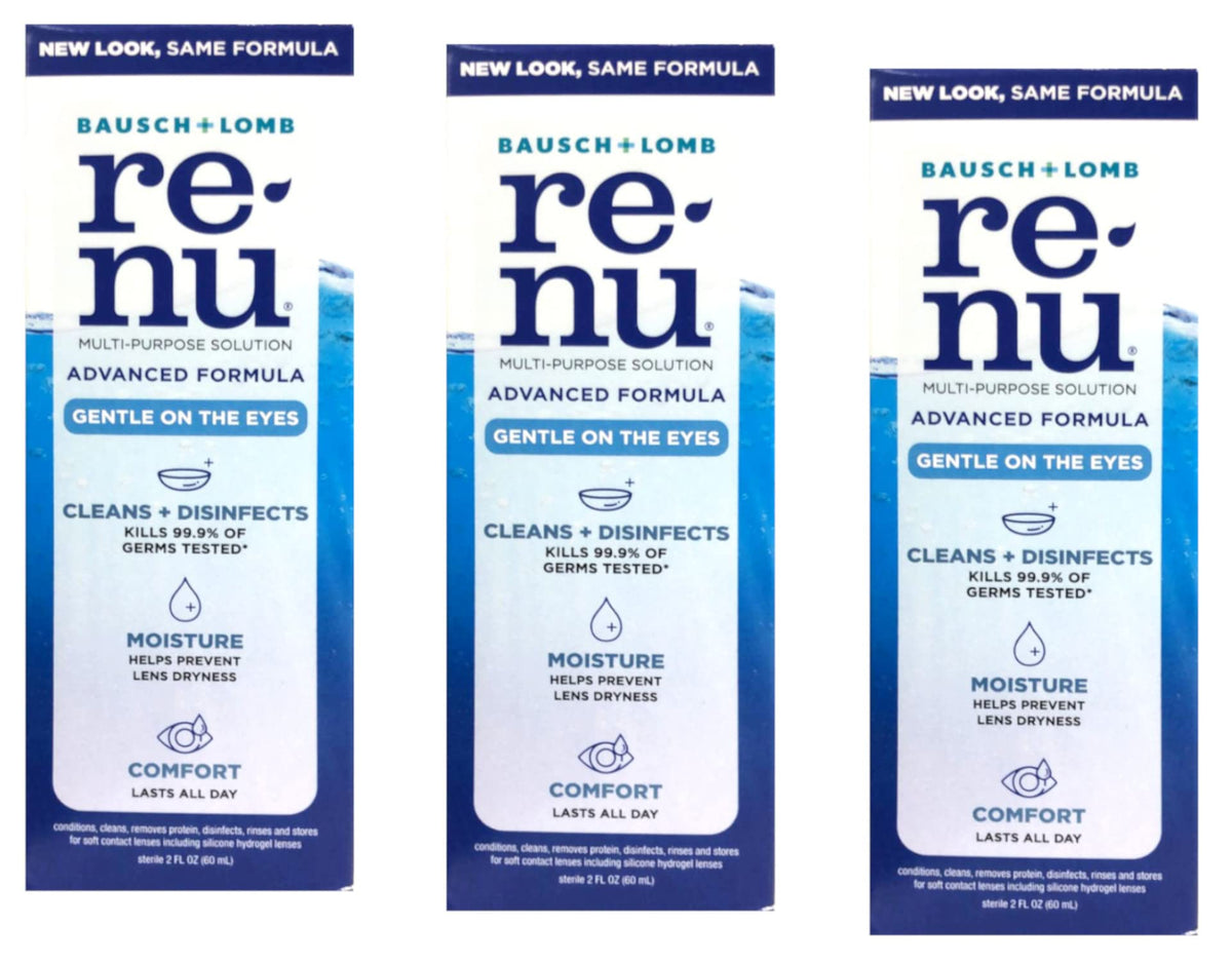 Botella de Renu Multiuso 2 oz para viaje, limpieza rápida de lentes de contacto.
