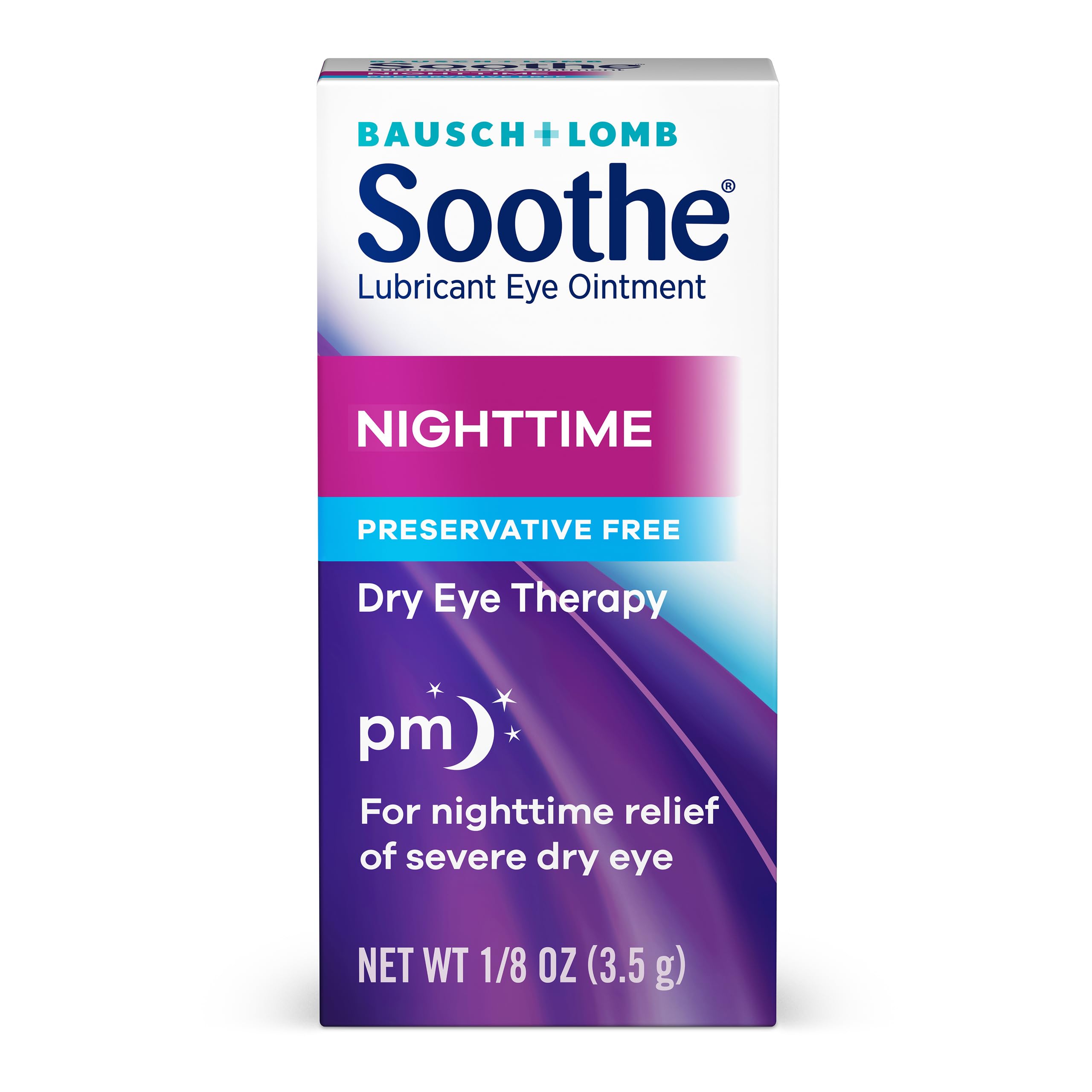 Label detail of Bausch + Lomb Soothe night-time ointment packaging