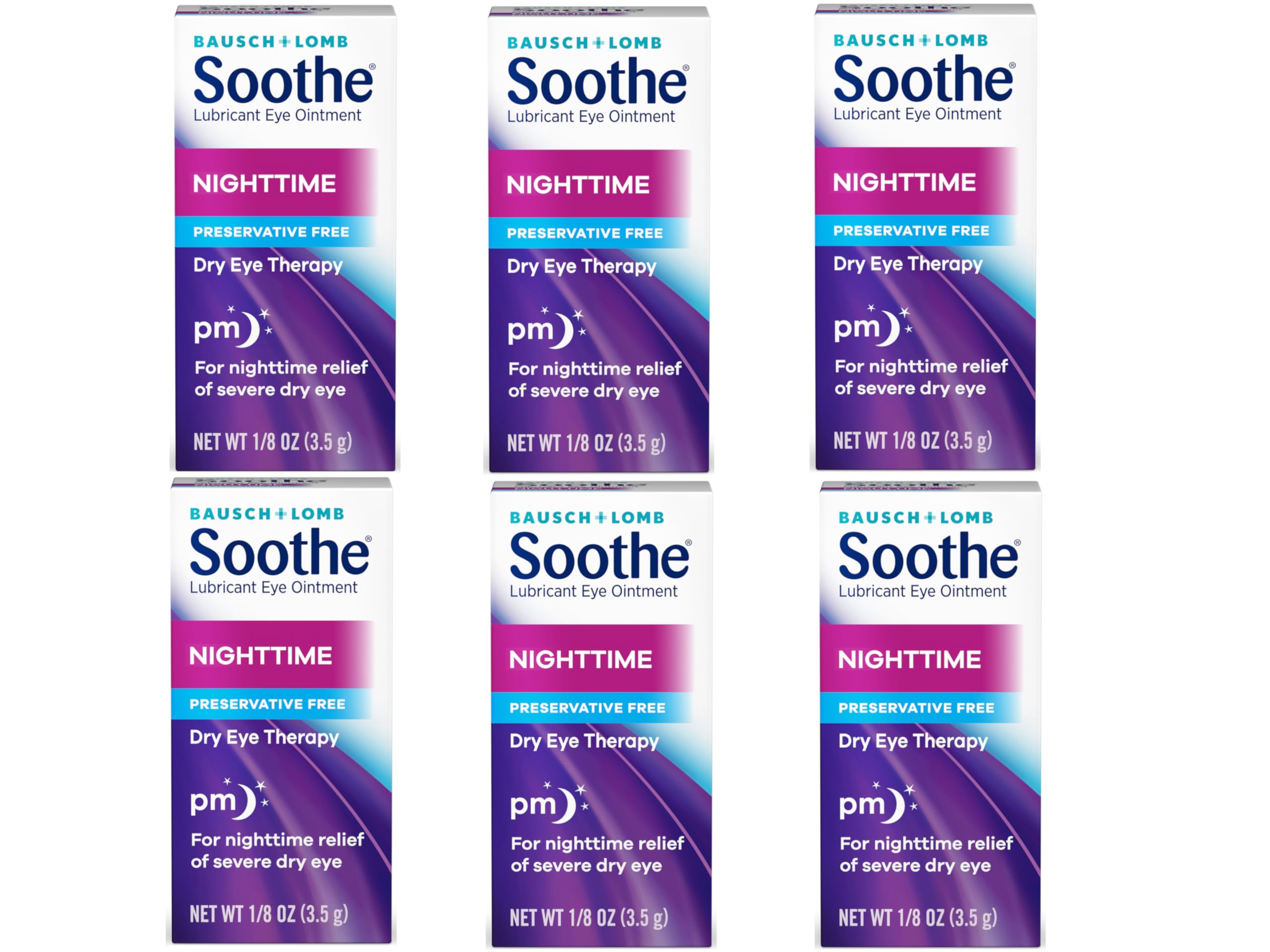 Bausch + Lomb Soothe night-time ointment box for six-pack overnight eye care