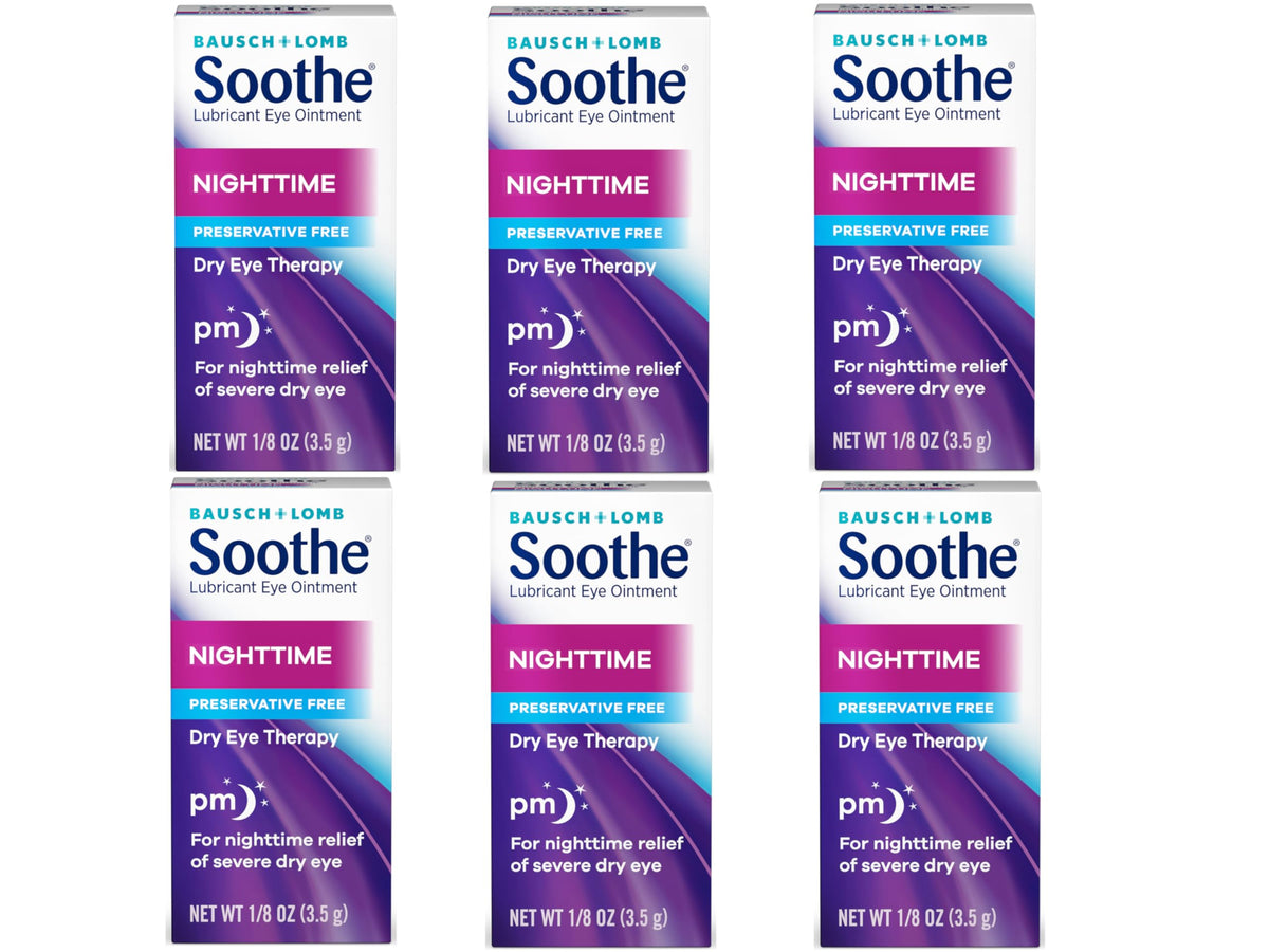 Bausch + Lomb Soothe night-time ointment box for six-pack overnight eye care