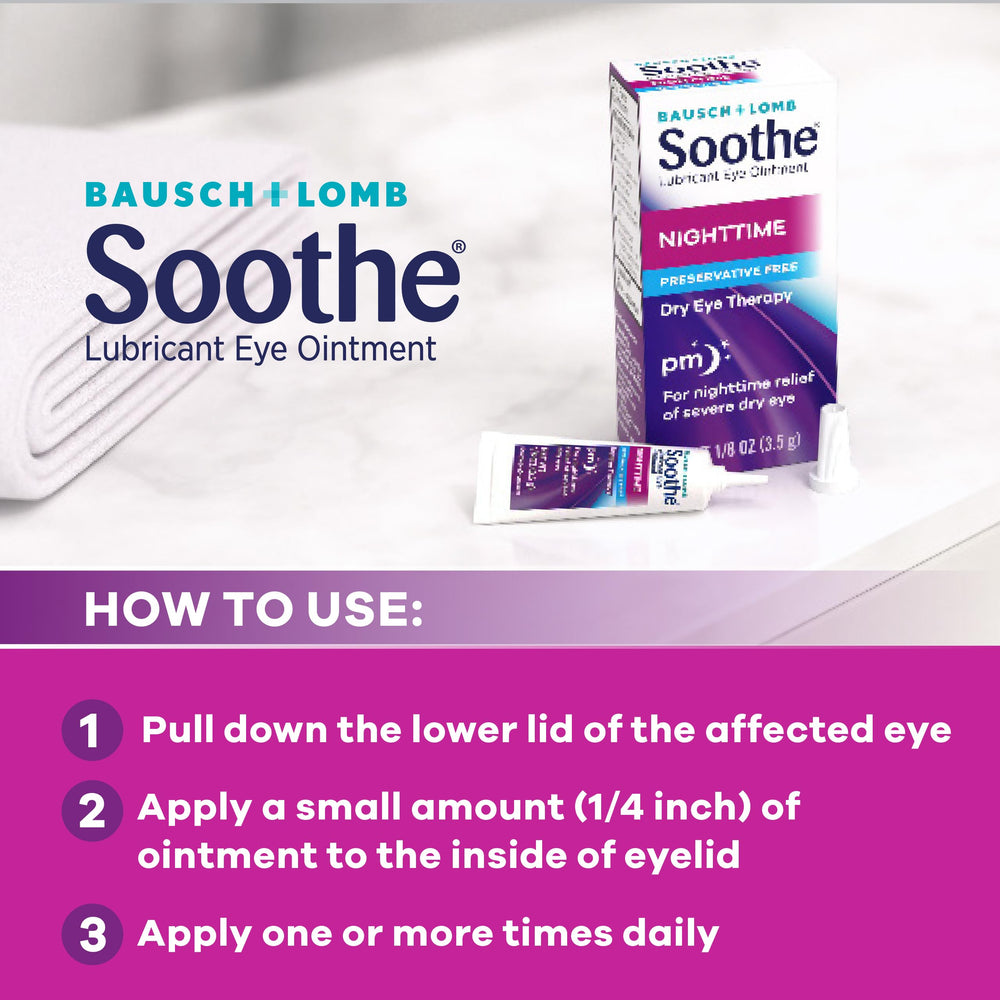 Close-up of Soothe ointment tube cap showing precise night-time application