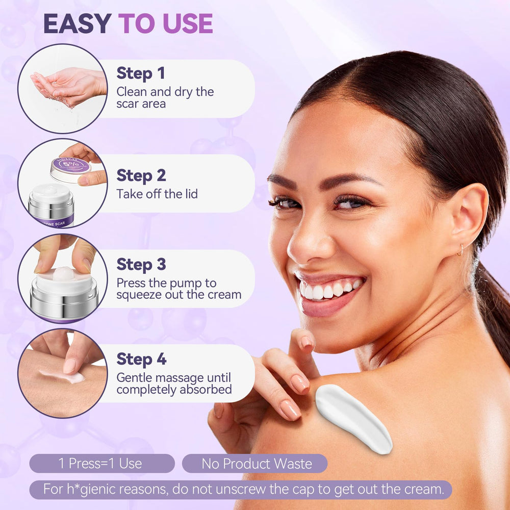 Closeup of BAUTVAS scar cream dispenser showing clinical packaging