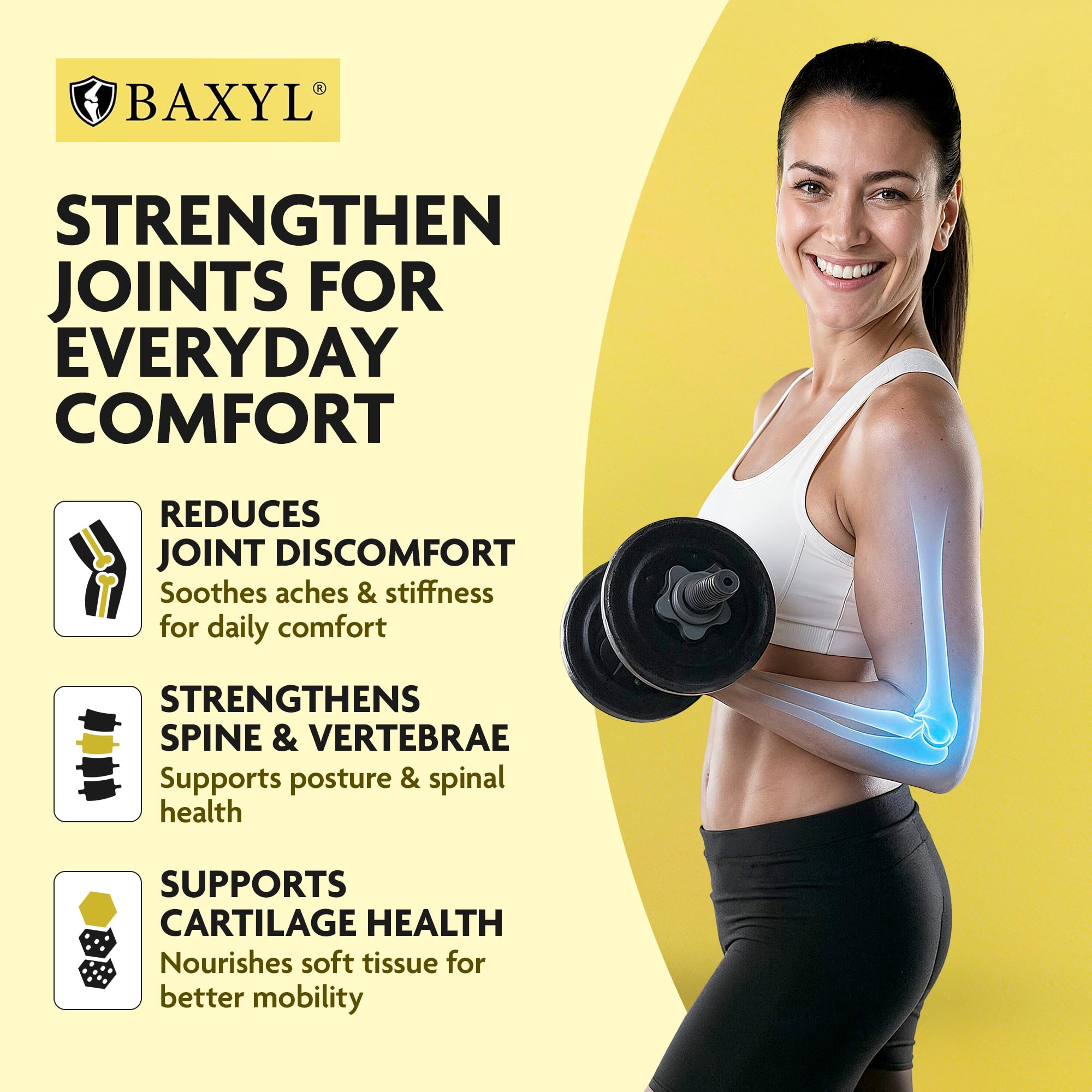 Lifestyle scene with BAXYL in a daily routine for joint support.