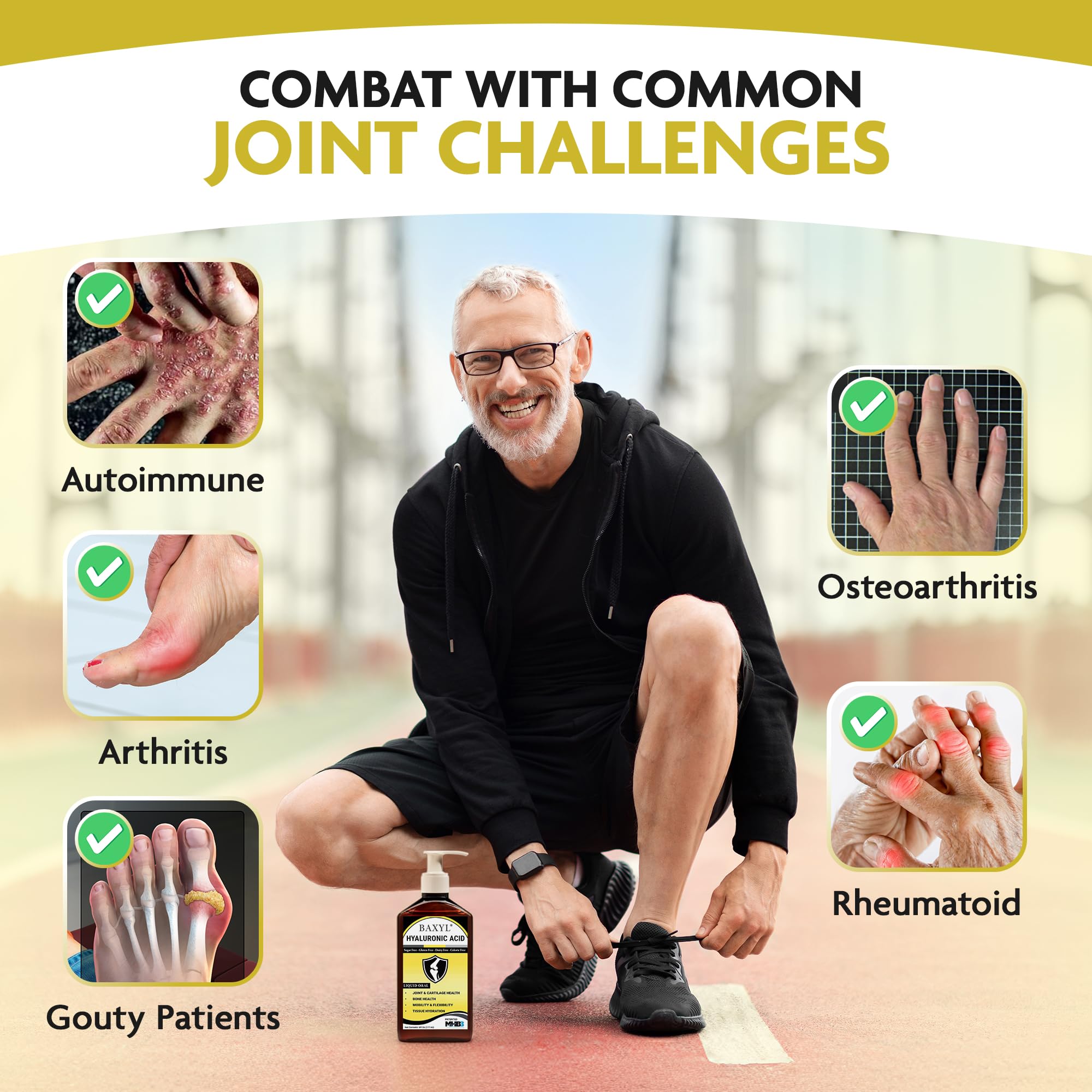 Icons indicating vegan, gluten-free, and non-GMO features of BAXYL.