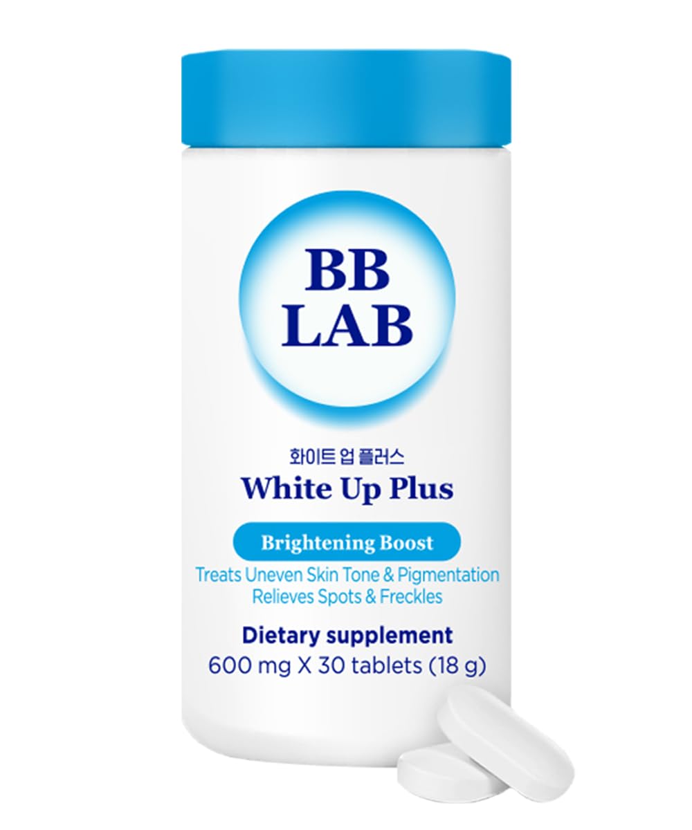 BB LAB White Up Plus bottle front shows compact skincare supplement for daily use