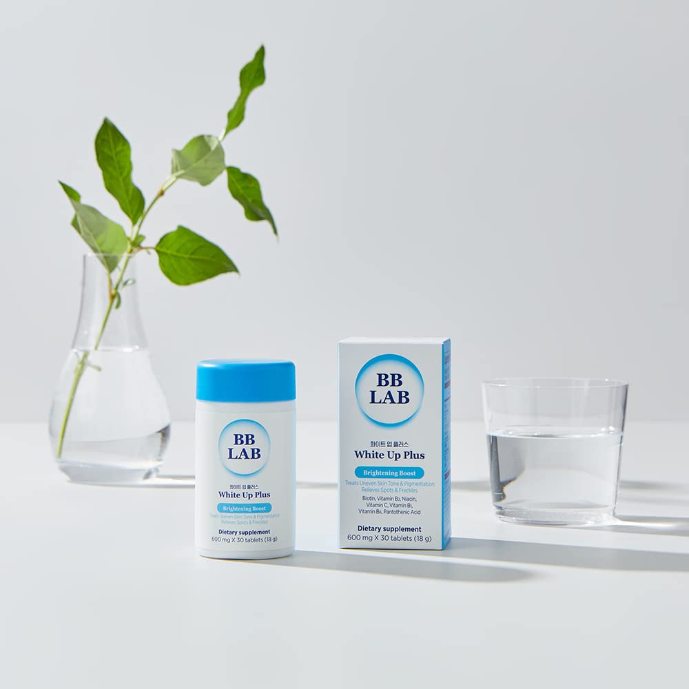 BB LAB White Up Plus tablet closeup shows small, easy to swallow capsule