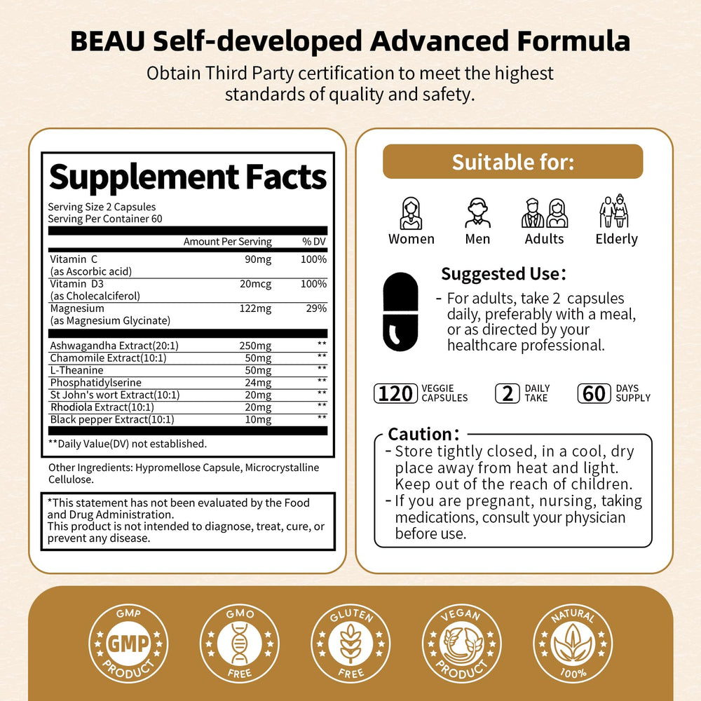 BBEEAAUU daily-use scene with two capsules per day reminder.