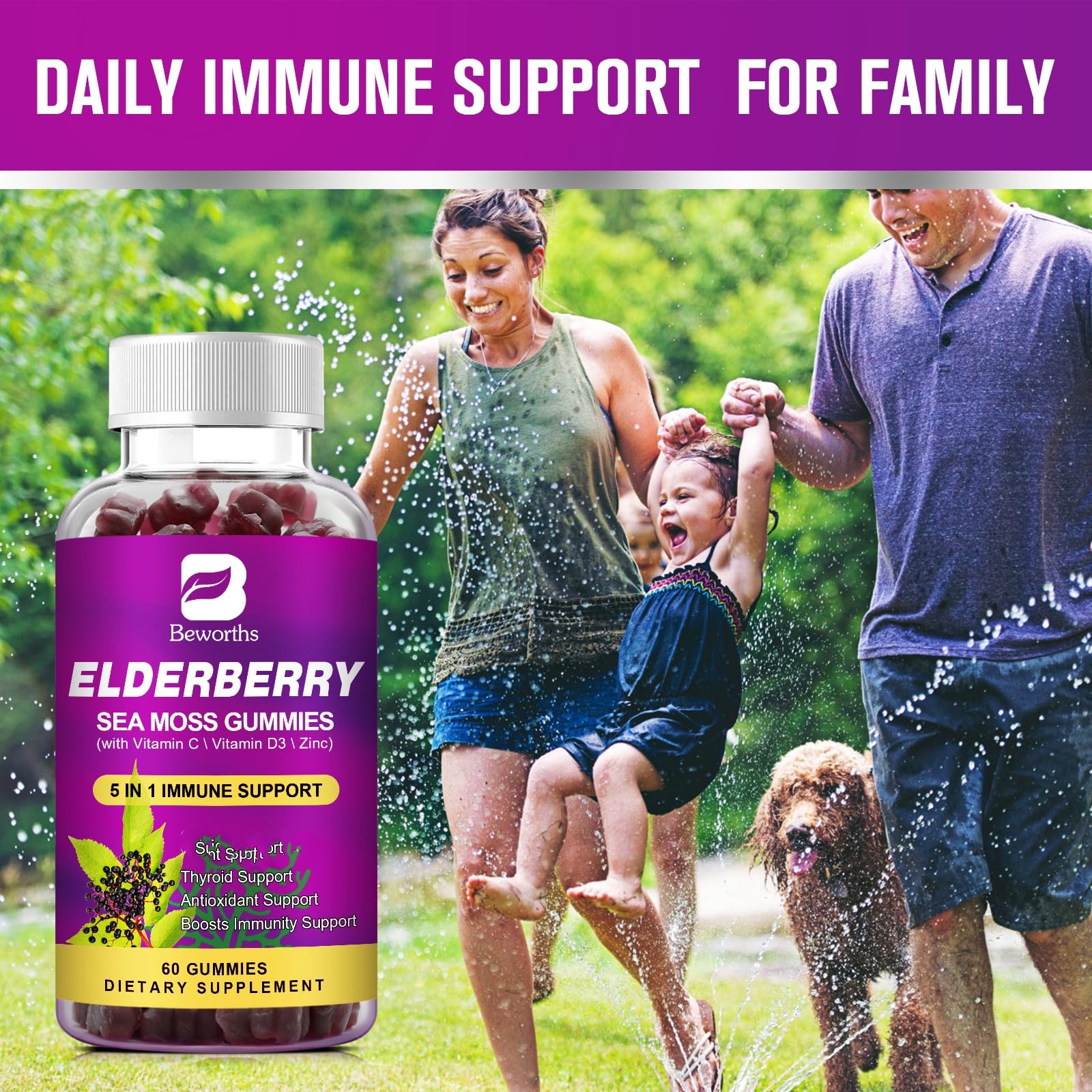 BBeworths Elderberry Gummies morning routine shot for daily wellness.
