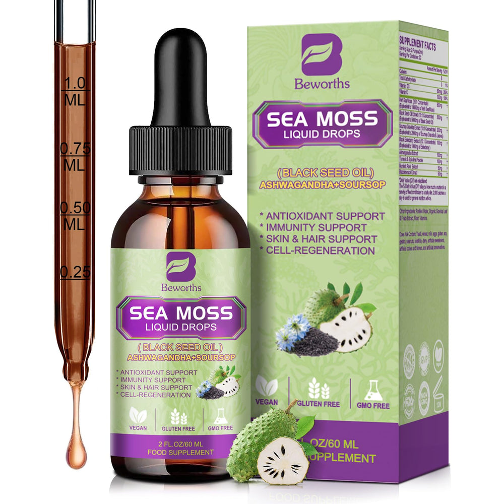 B BEWORTHS Sea Moss Liquid Drops bottle for daily wellness routine