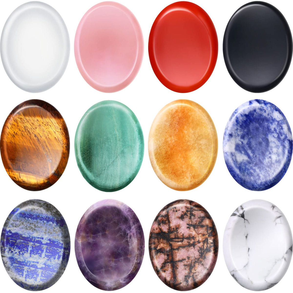 BBTO 12-piece worry stones in black obsidian for calm and focus during meditation