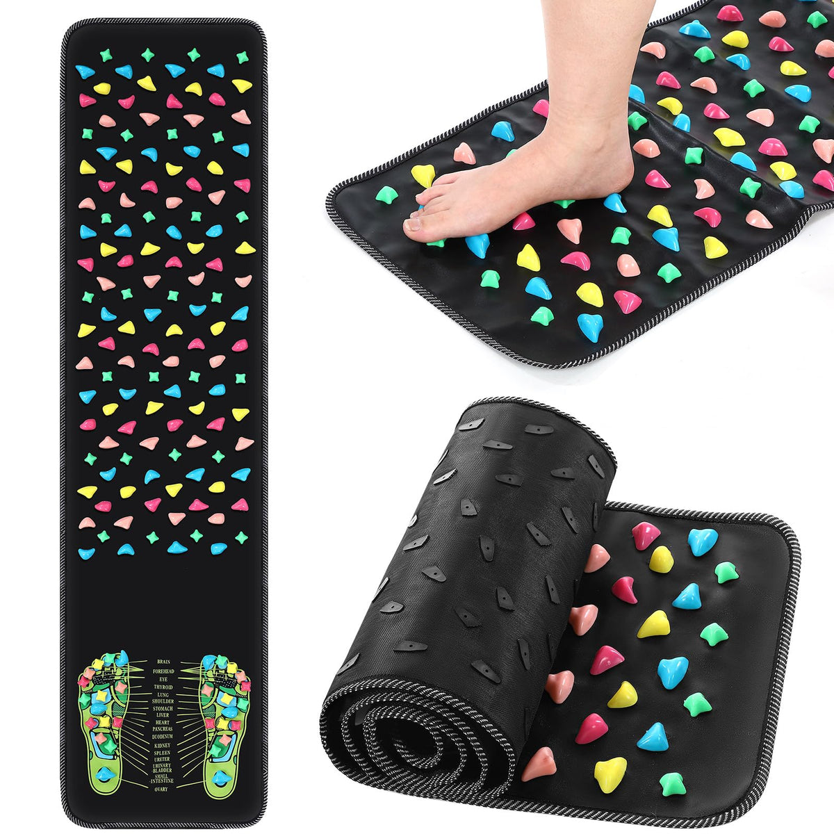 BBTO foot massage mat showing sole massage points for targeted relief at home