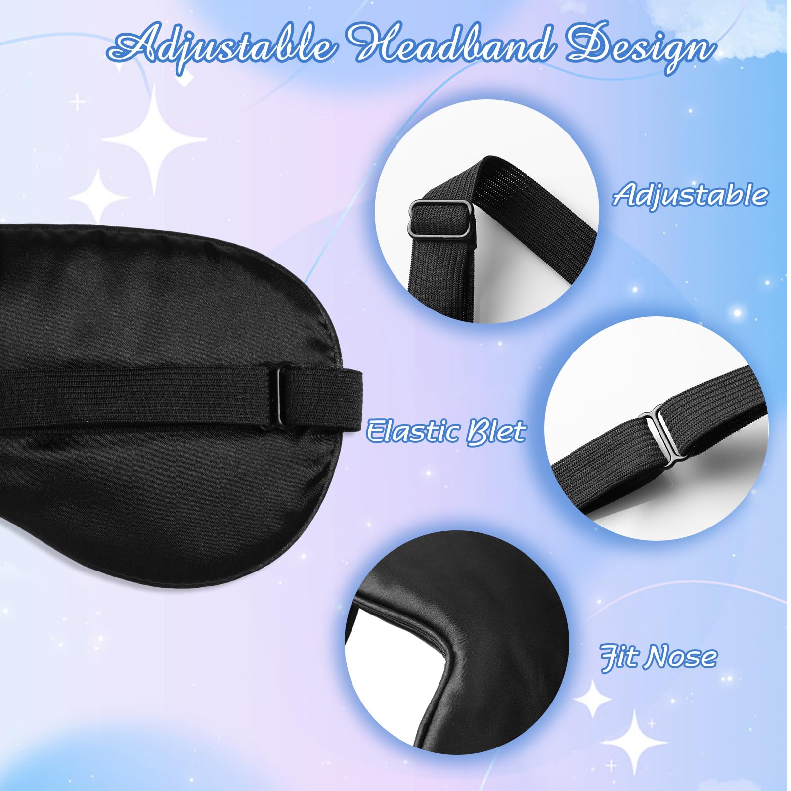 BBTO soft breathable silk eye mask with nose bridge padding comfortable fit
