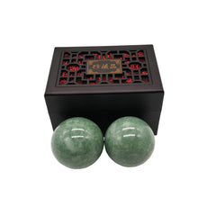 BCQLI 2-inch greenish Baoding balls for palm exercise and focus.