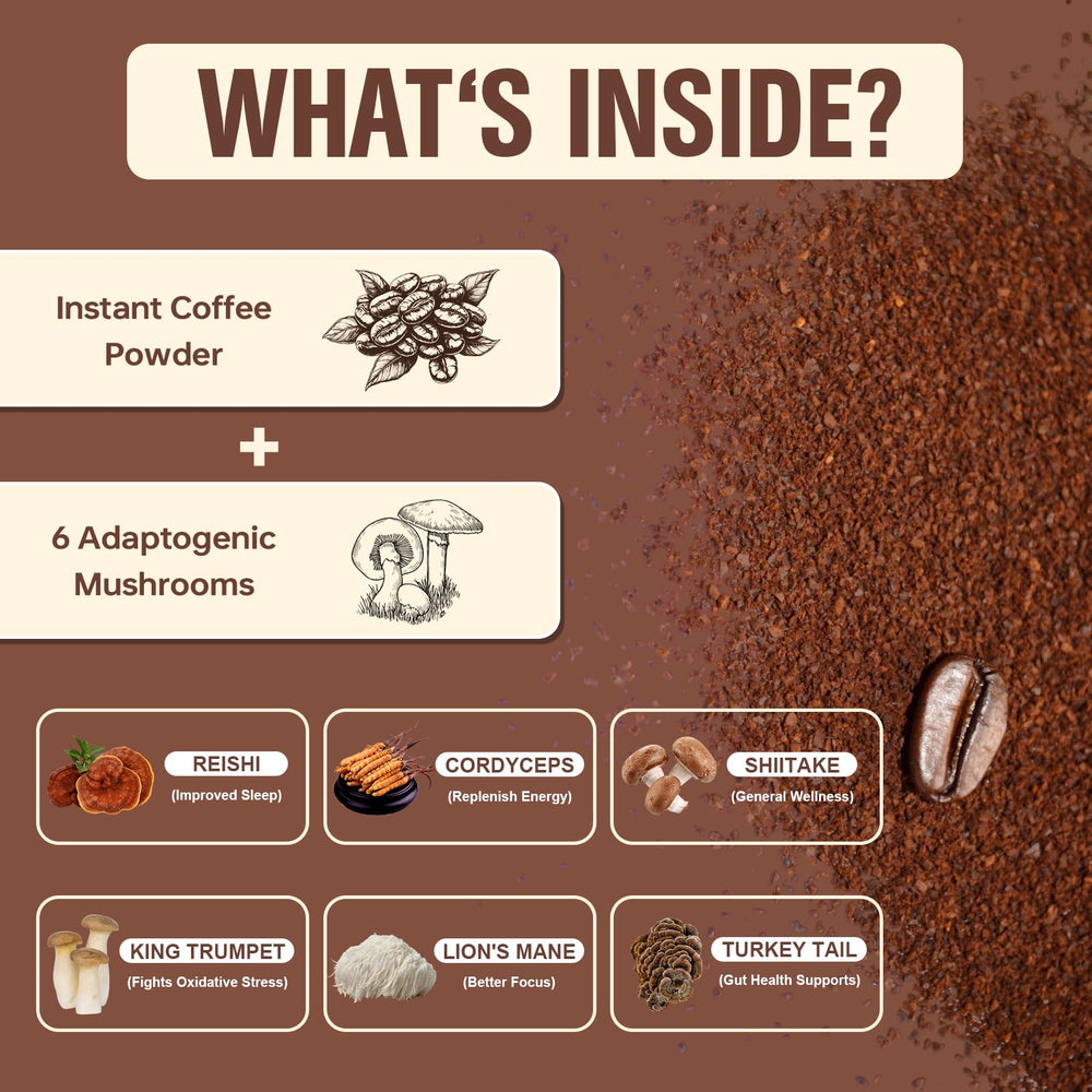 Bcuelov mushroom coffee pour into cup showing a velvety texture when stirred.