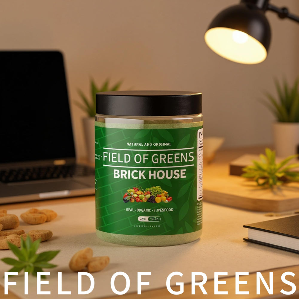 BDQBDQ Field of Greens box on counter with branding colors