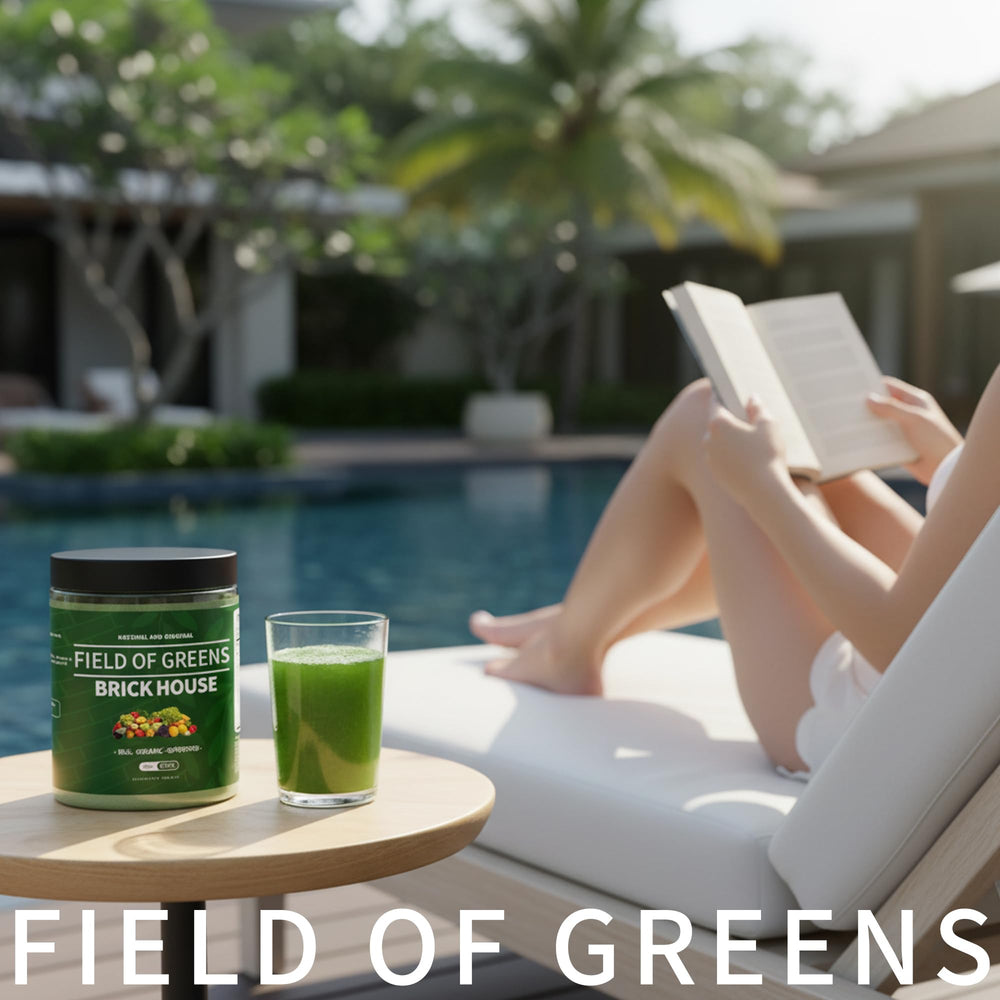 BDQBDQ Field of Greens ingredients label highlighting fiber and greens