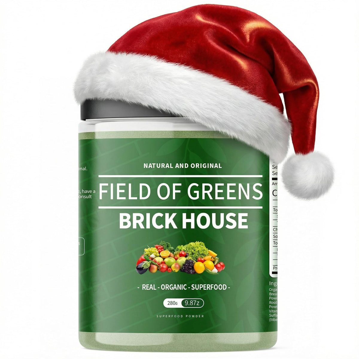 BDQBDQ Field of Greens powder canister on a clean surface for daily nourishment
