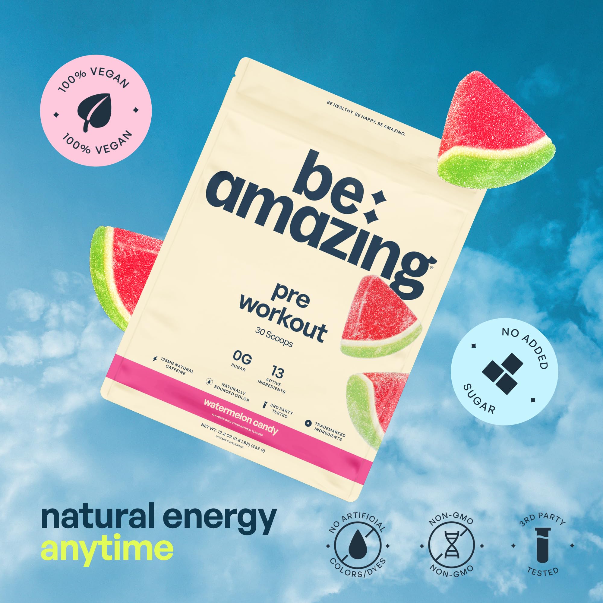 BE AMAZING 125mg caffeine scoop measuring a precise dose for workouts
