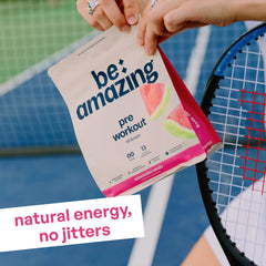 BE AMAZING Pink Lemonade flavor close-up highlighting refreshing taste