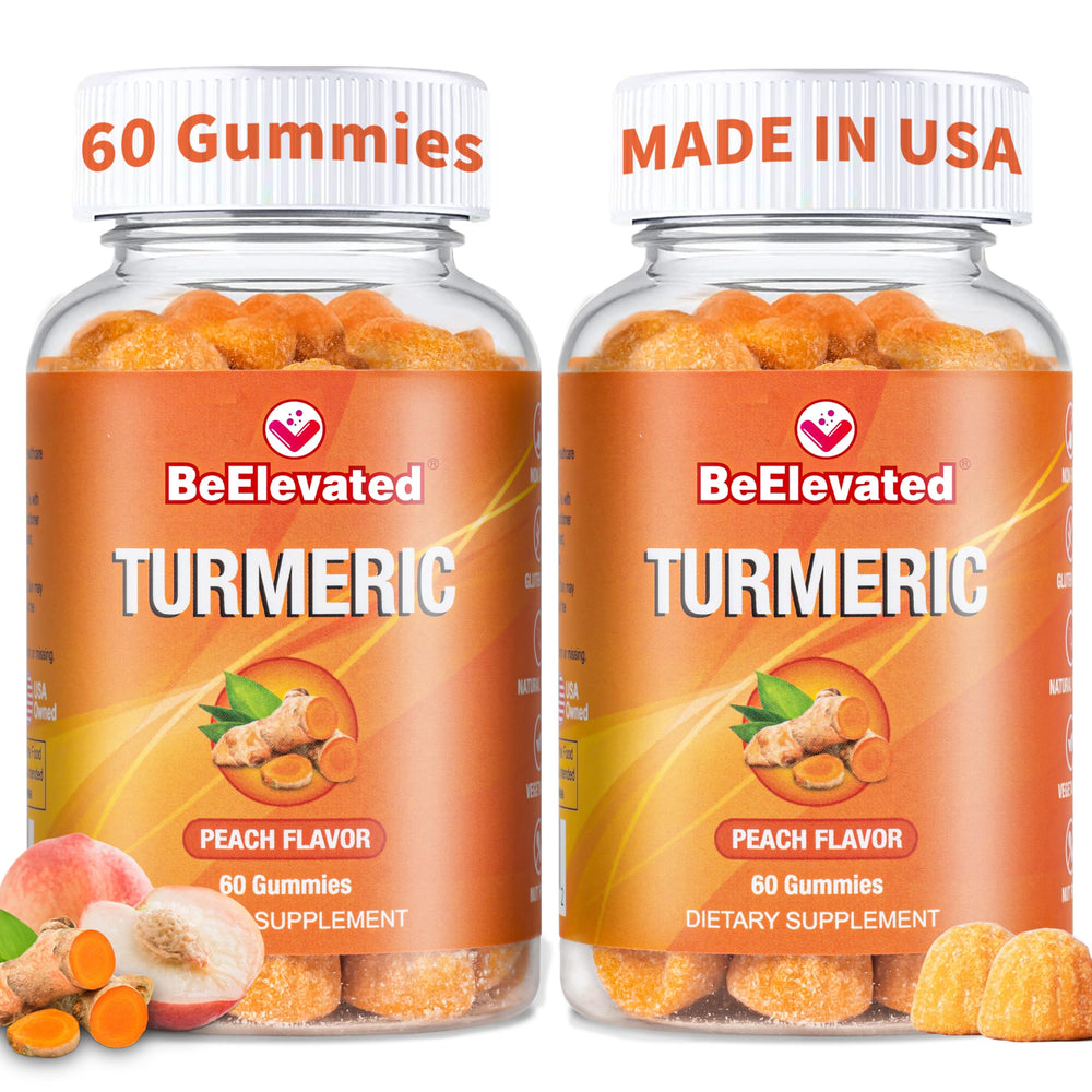 BeElevated Curcumin Turmeric Gummies bottle features extra-strength 8:1 extract for daily support