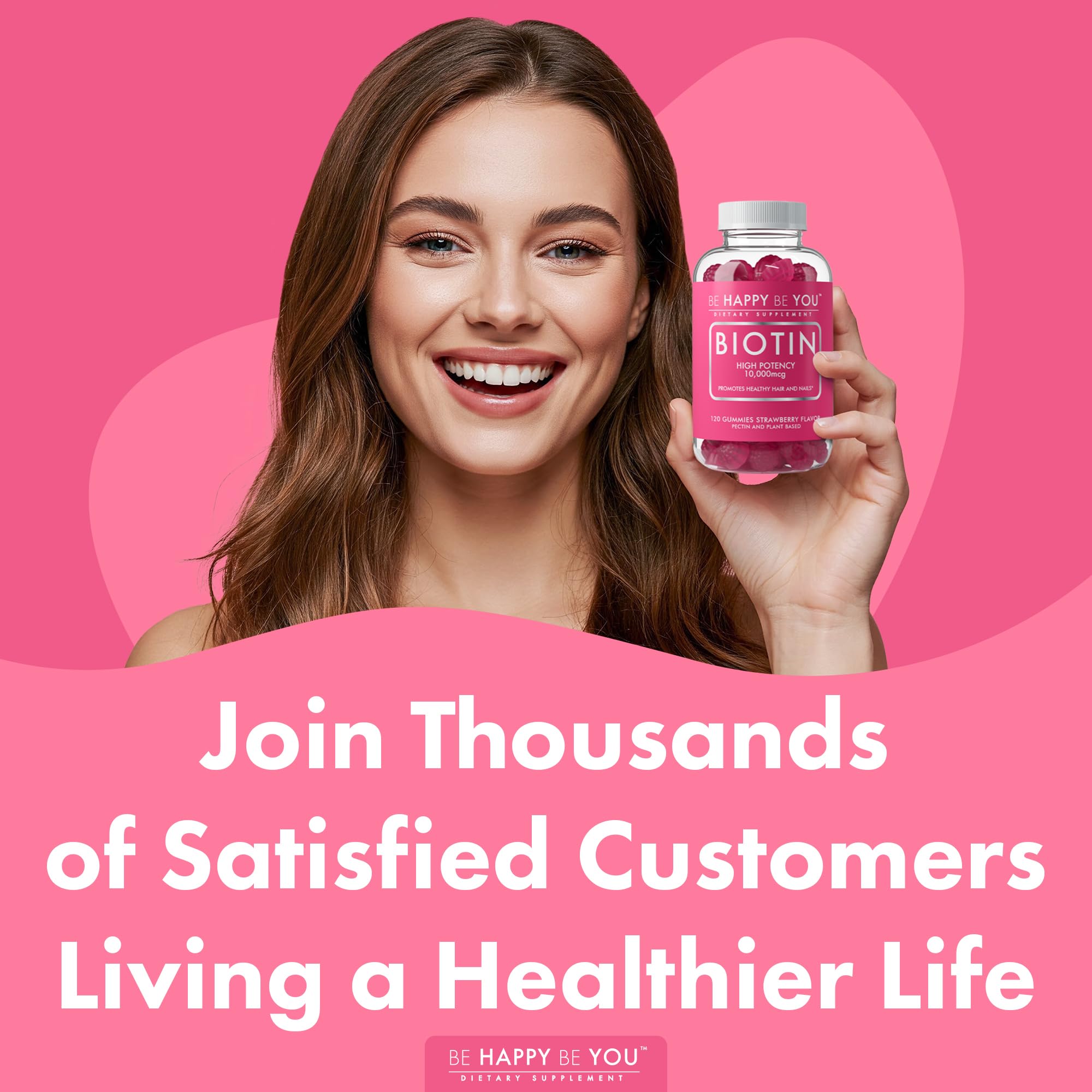 Be Happy Be You Biotin Gummies daily-use scene emphasizing easy self-care ritual.