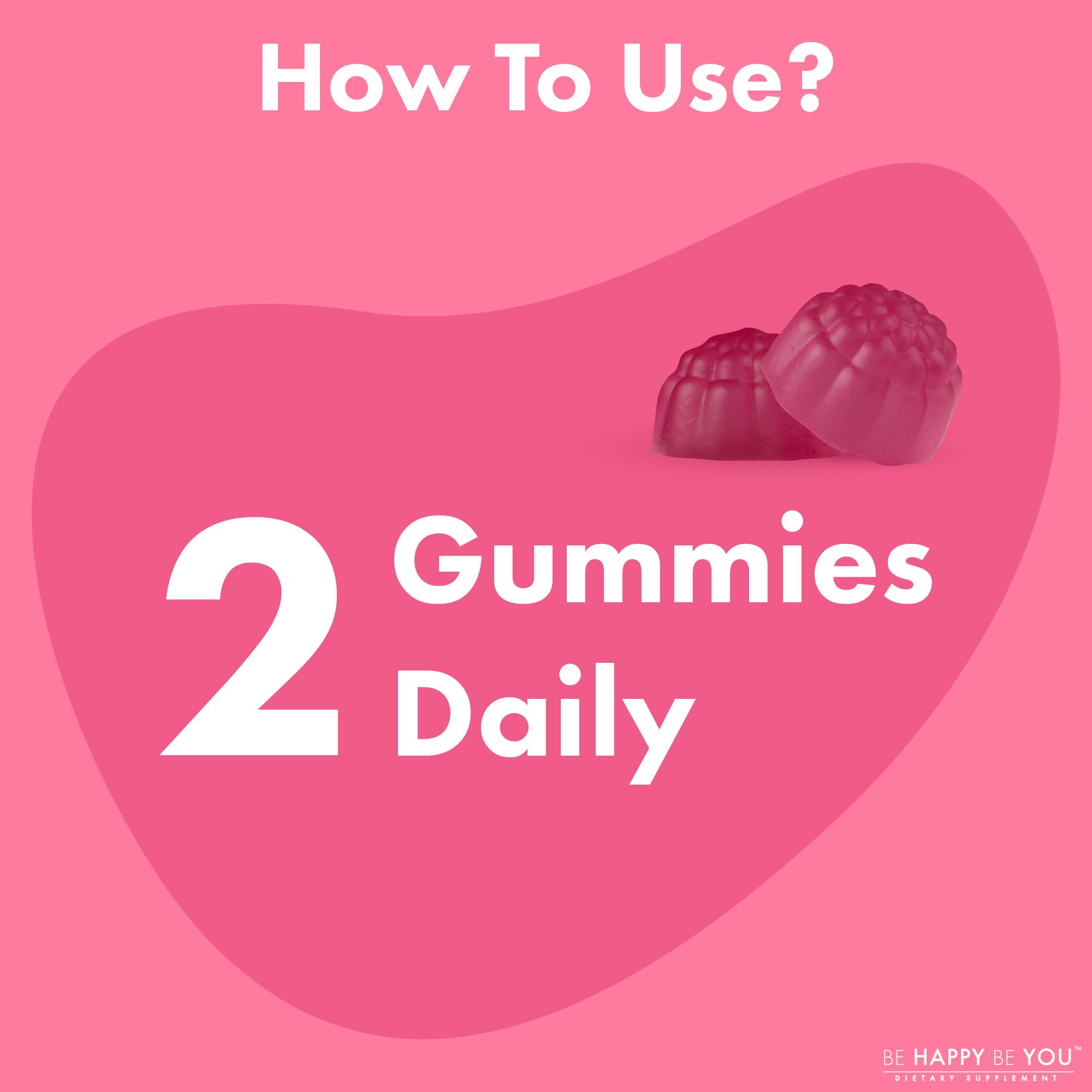 Be Happy Be You Biotin Gummies strawberry flavor appealing daily treat.